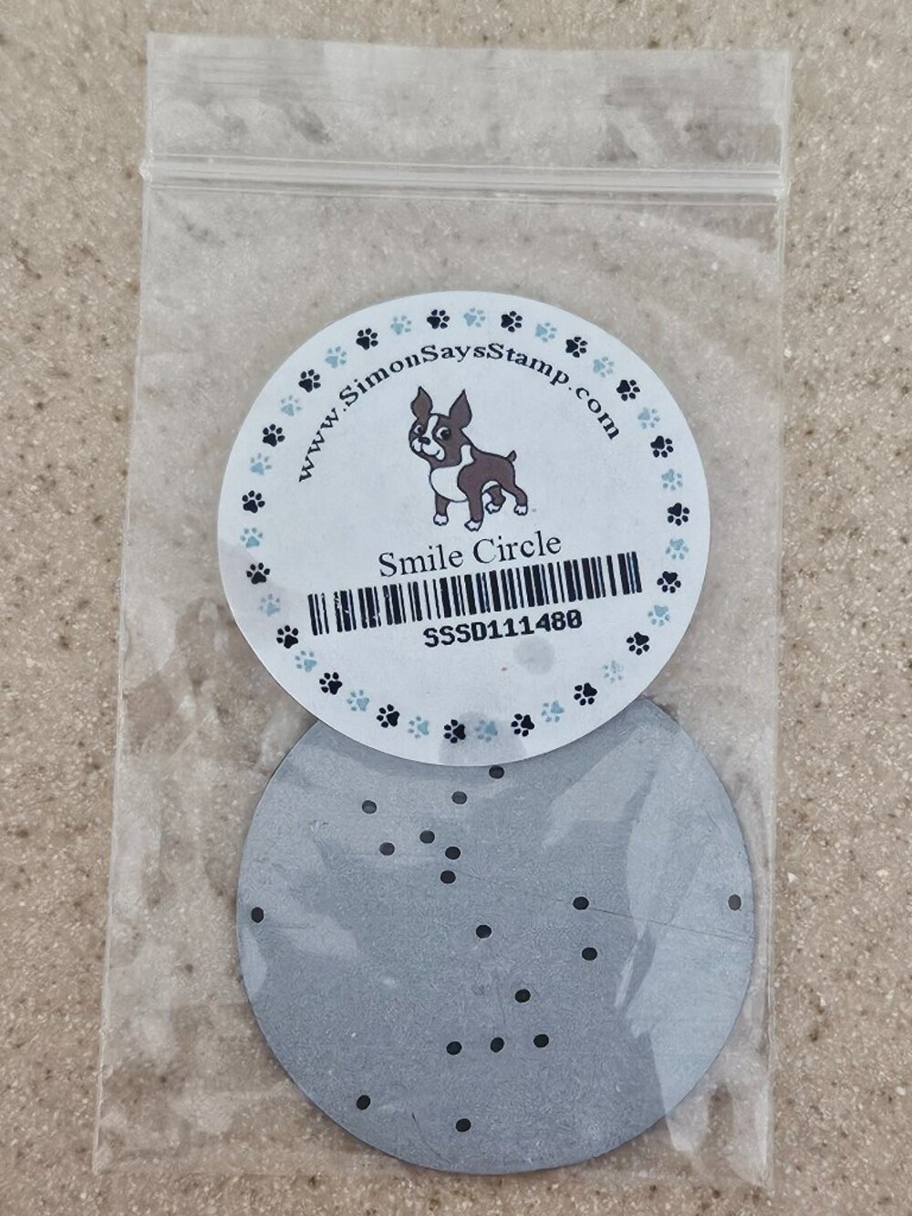 RARE SIMON SAYS STAMP SCRIPT SMILE CIRCLE ROUND METAL STEEL DIE MACHINE